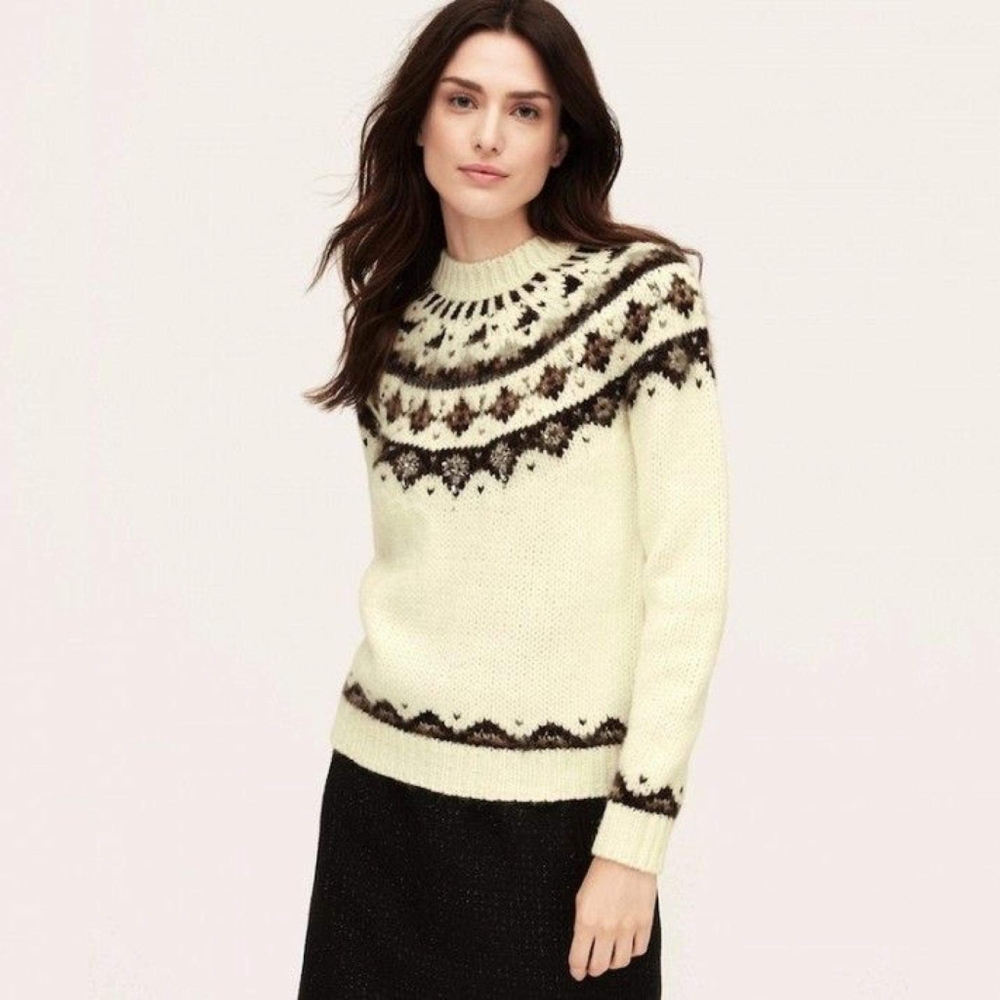 Loft Embellished Fair Isle Sweater Size Medium